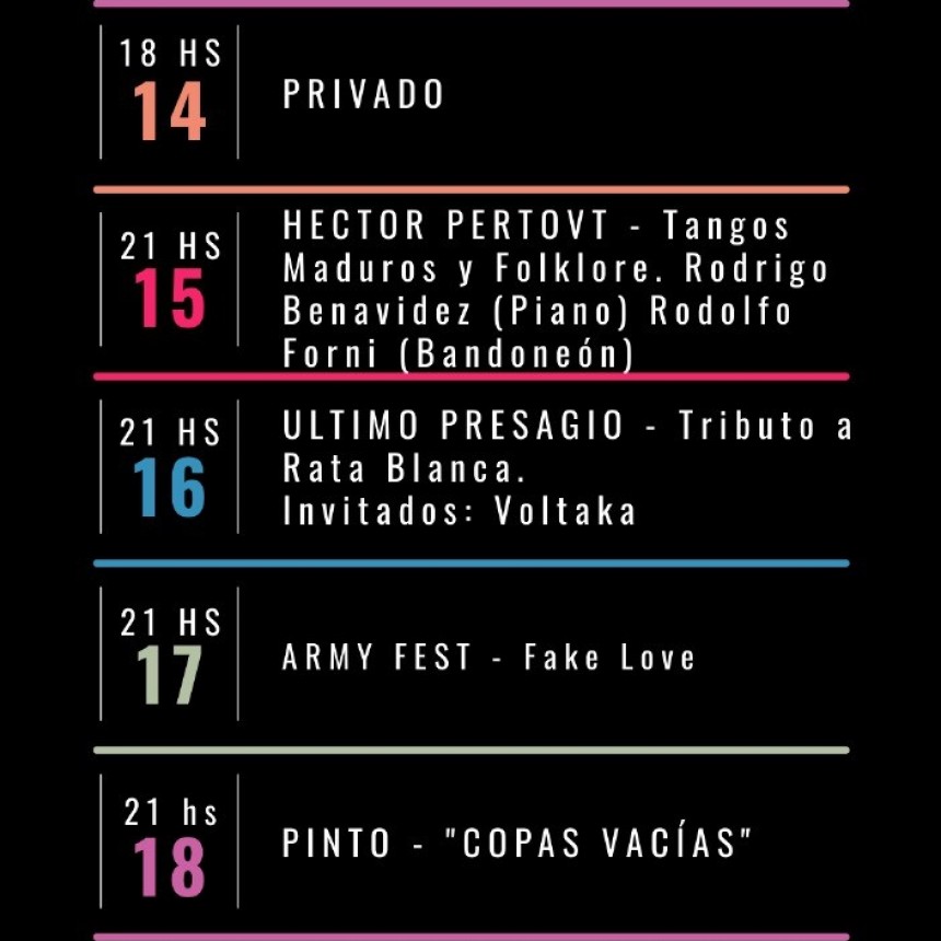 Programaci&oacute;n de Stanley Bar del 14/8 al 16/8