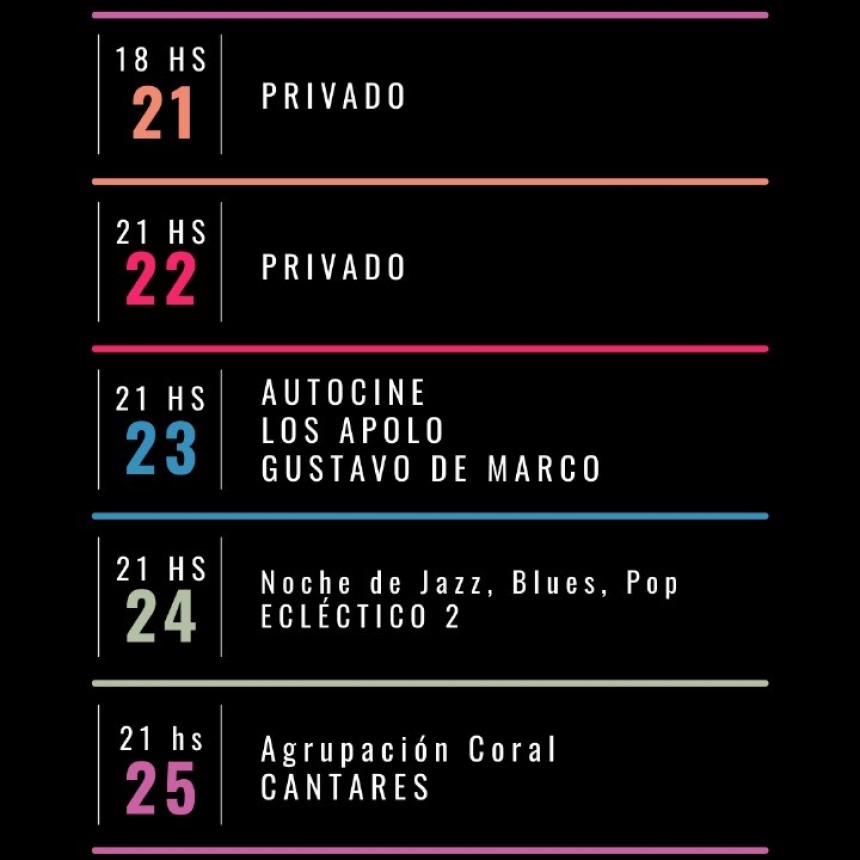 Programaci&oacute;n de Stanley Bar del 21/8 al 25/8