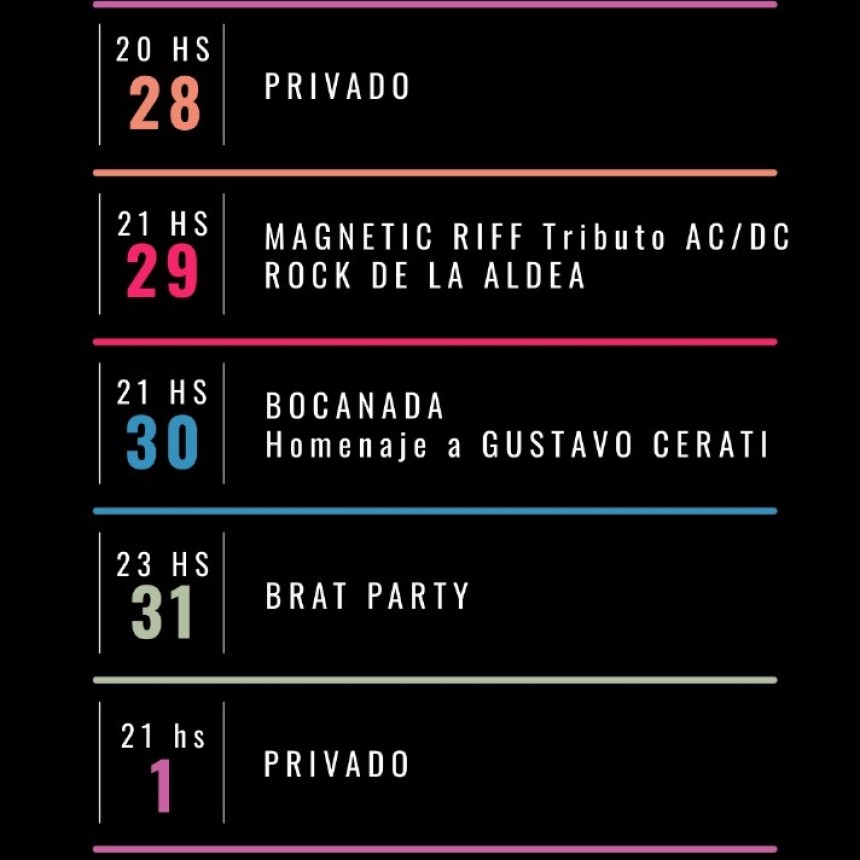 Programaci&oacute;n de Stanley Bar del 28/8 al 1/9