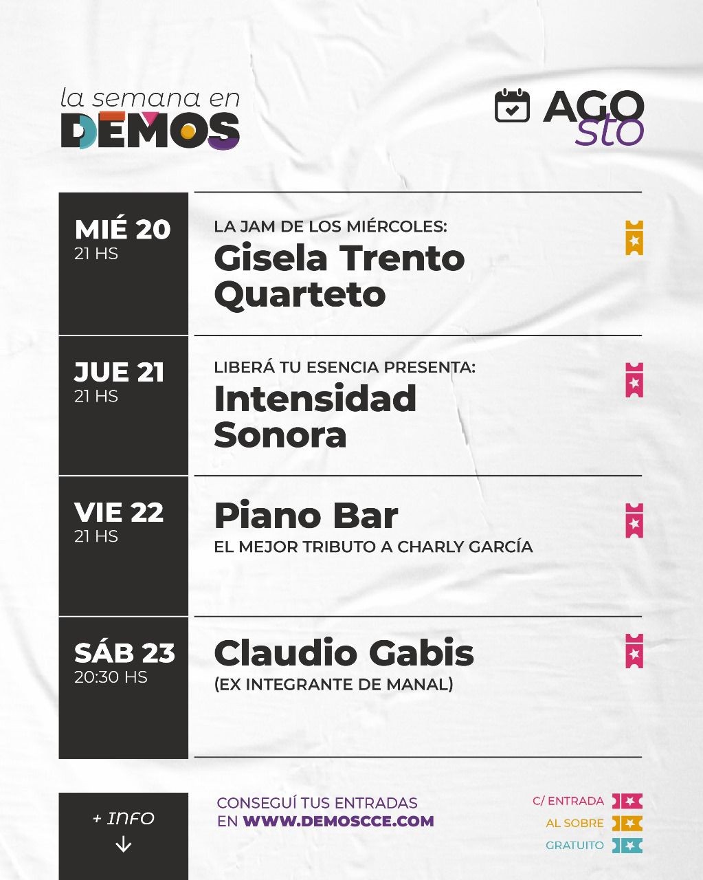 DEMOS tiene agenda para la semana del 20/8 al 23/8