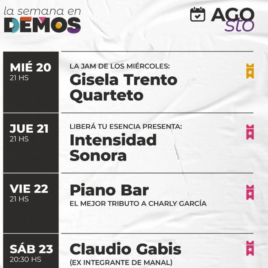 DEMOS tiene agenda para la semana del 20/8 al 23/8