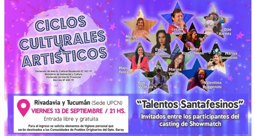 13/9 - Talentos santafecinos en ciclos culturales artisticos