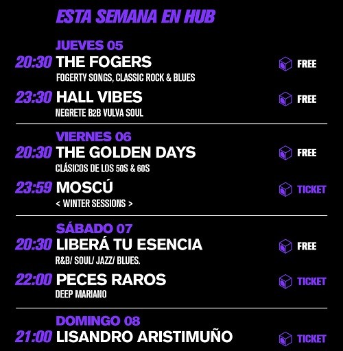 Programación de HUB del  5/9 al 8/9