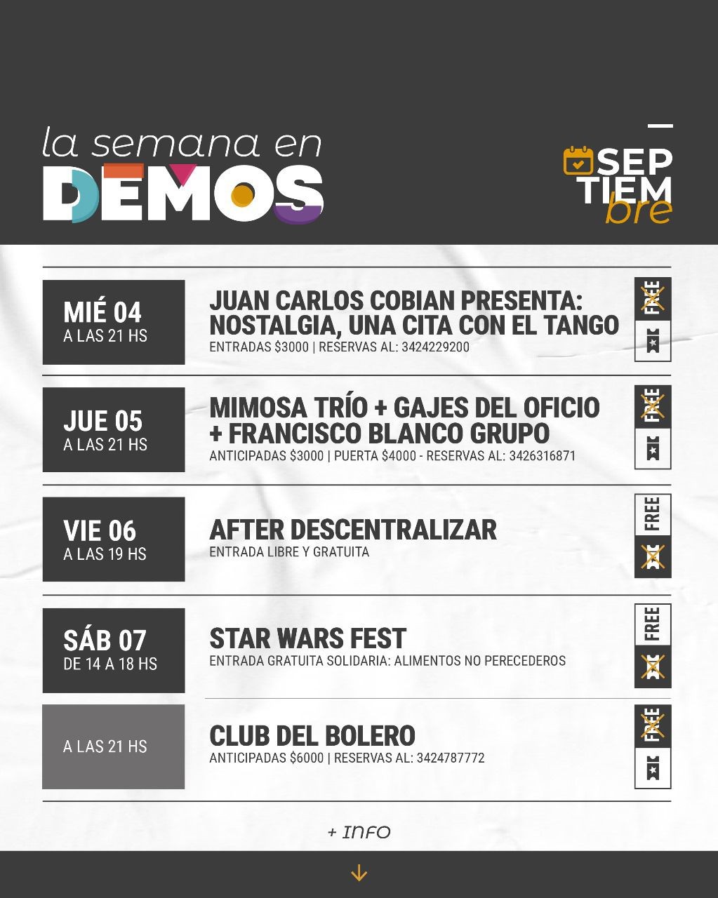 Programación de Demos del 4/9 al 7/9