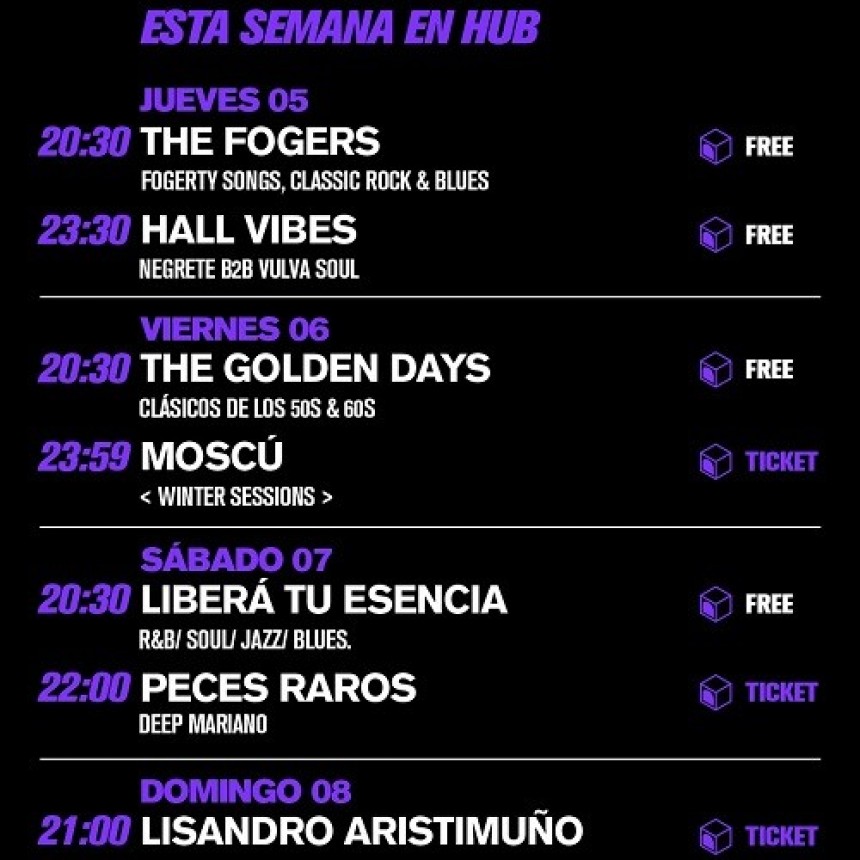 Programaci&oacute;n de HUB del  5/9 al 8/9