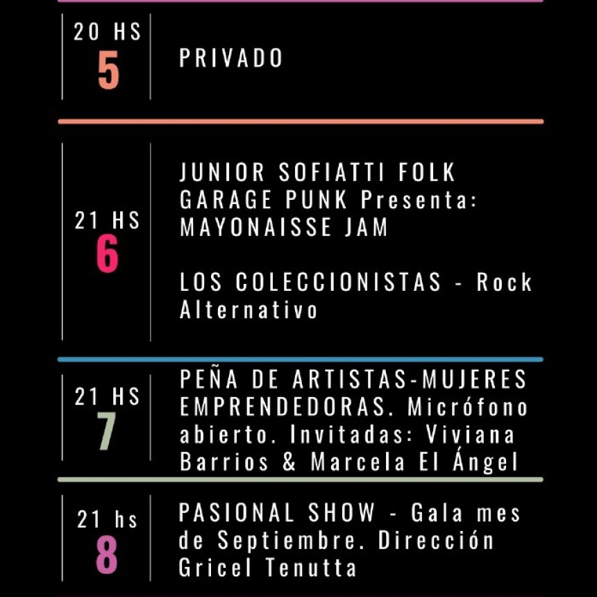Programaci&oacute;n de Stanley Bar  del  5/9 al 8/9