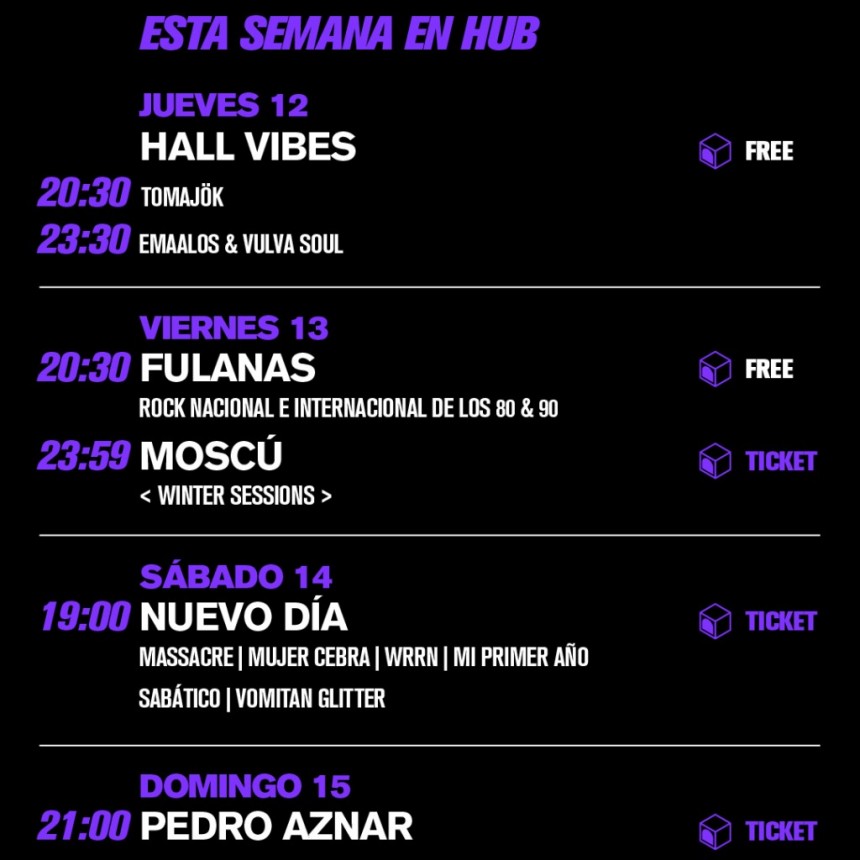Programaci&oacute;n de HUB del  12/9 al 15/9