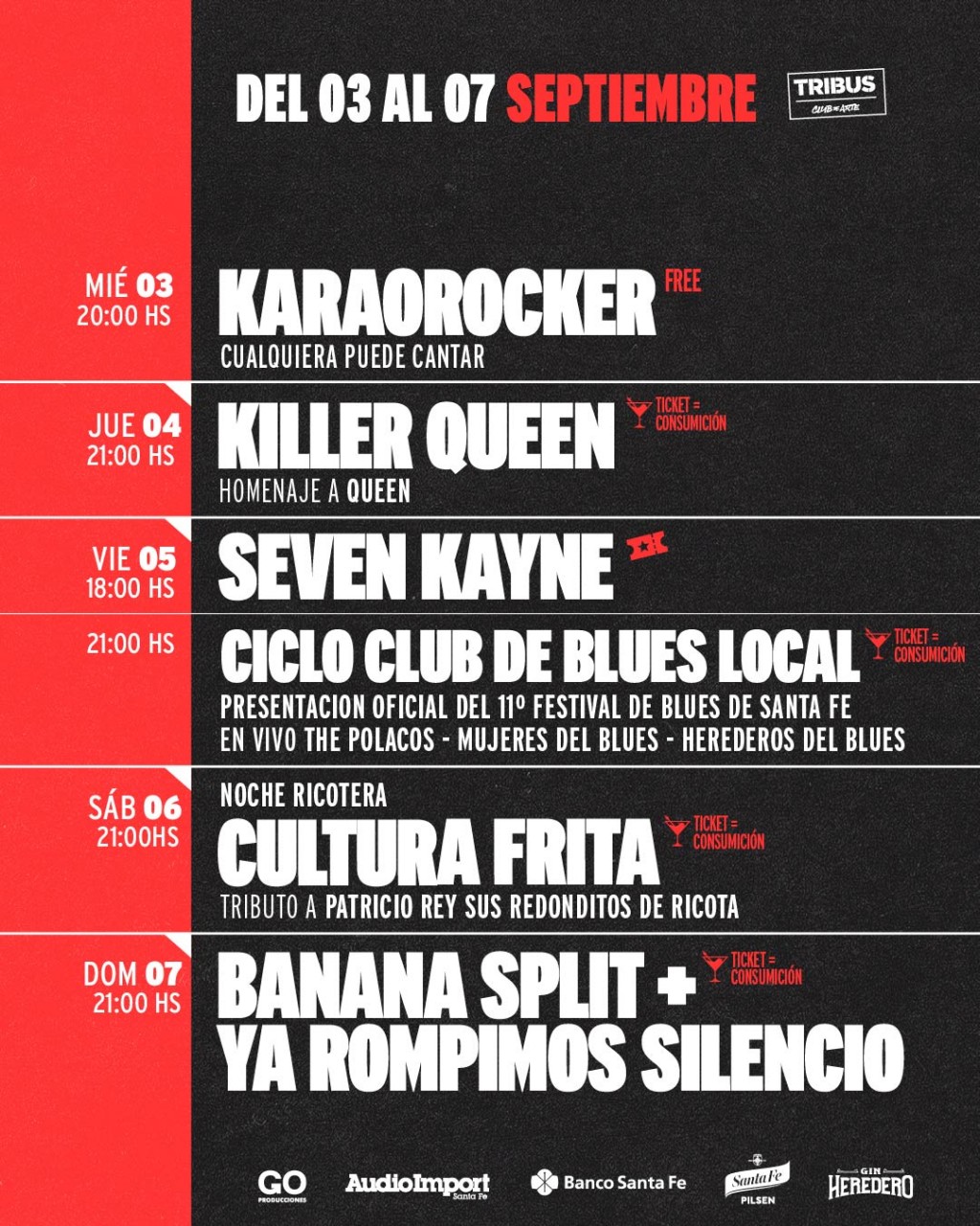 AGENDA SEMANAL TRIBUS CLUB DE ARTE:  MIÉRCOLES 3 A DOMINGO 7 DE SEPTIEMBRE