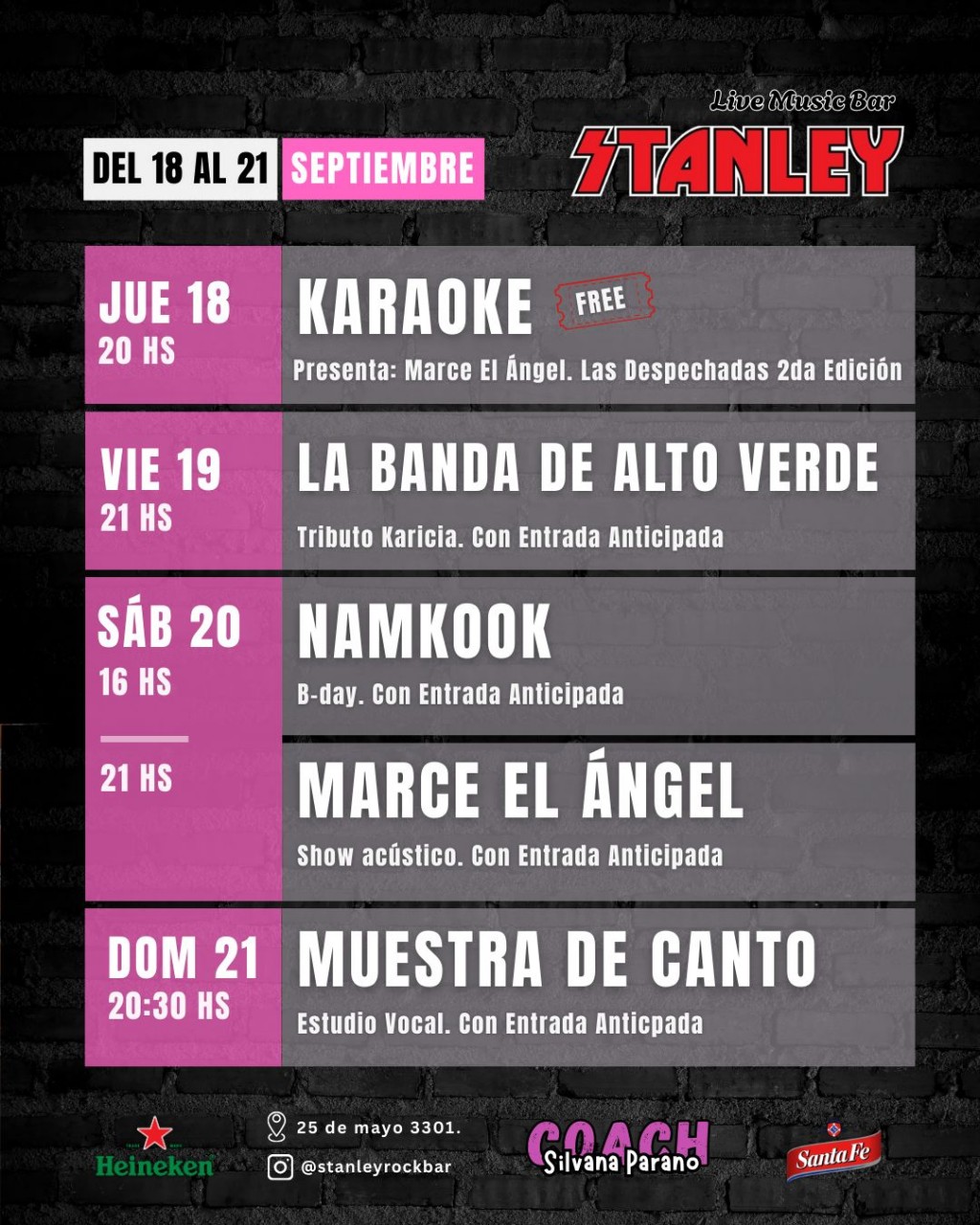 ¡Del 18 al 21 de septiembre se viene una agenda explosiva en Stanley! 