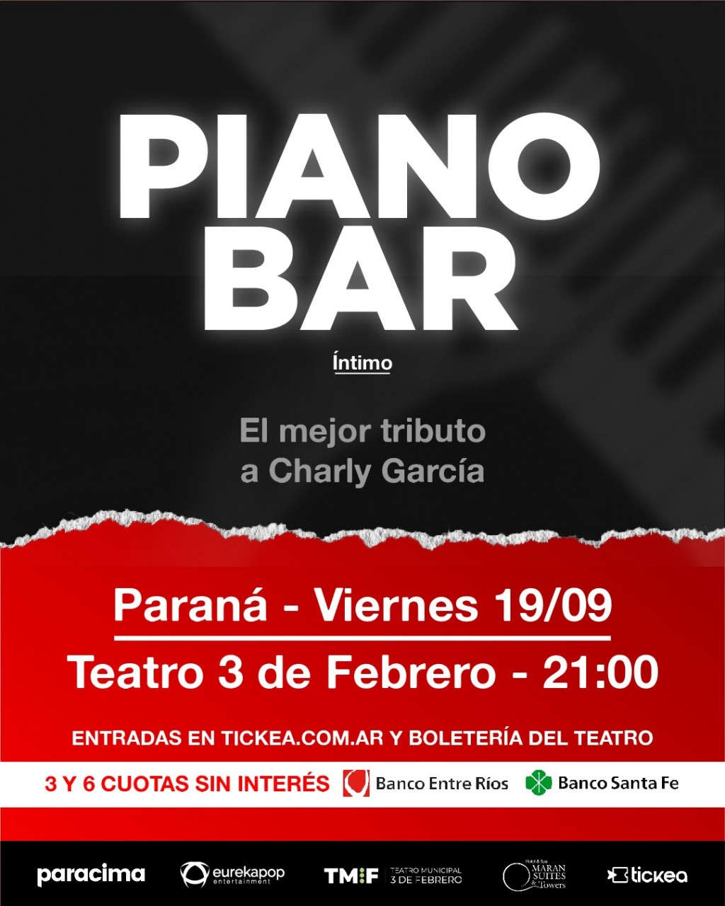 PIANO BAR “ÍNTIMO”: EL MEJOR TRIBUTO A CHARLY GARCÍA LLEGA A PARANÁ 