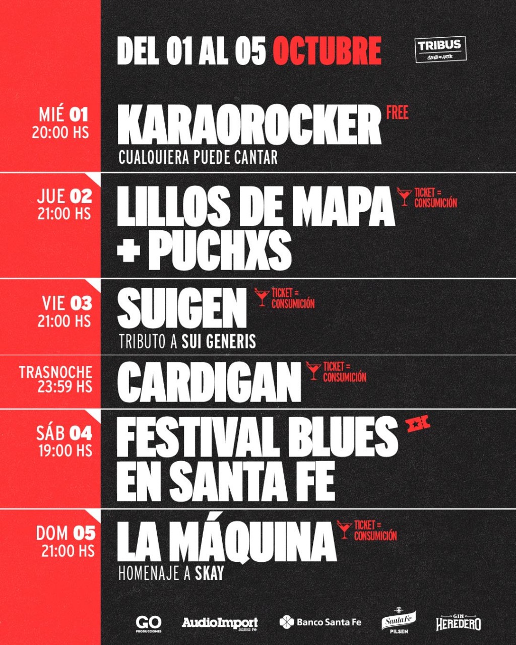 AGENDA SEMANAL TRIBUS CLUB DE ARTE:  MIÉRCOLES 1 A DOMINGO 5 DE OCTUBRE 