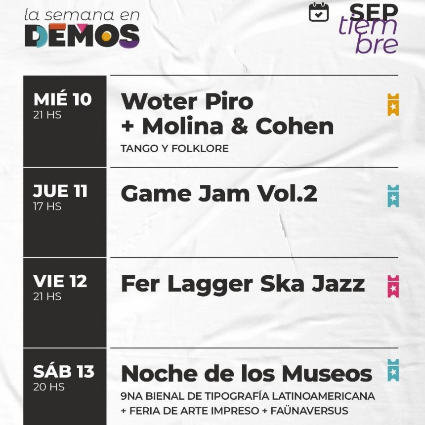 Programación de DEMOS de esta semana