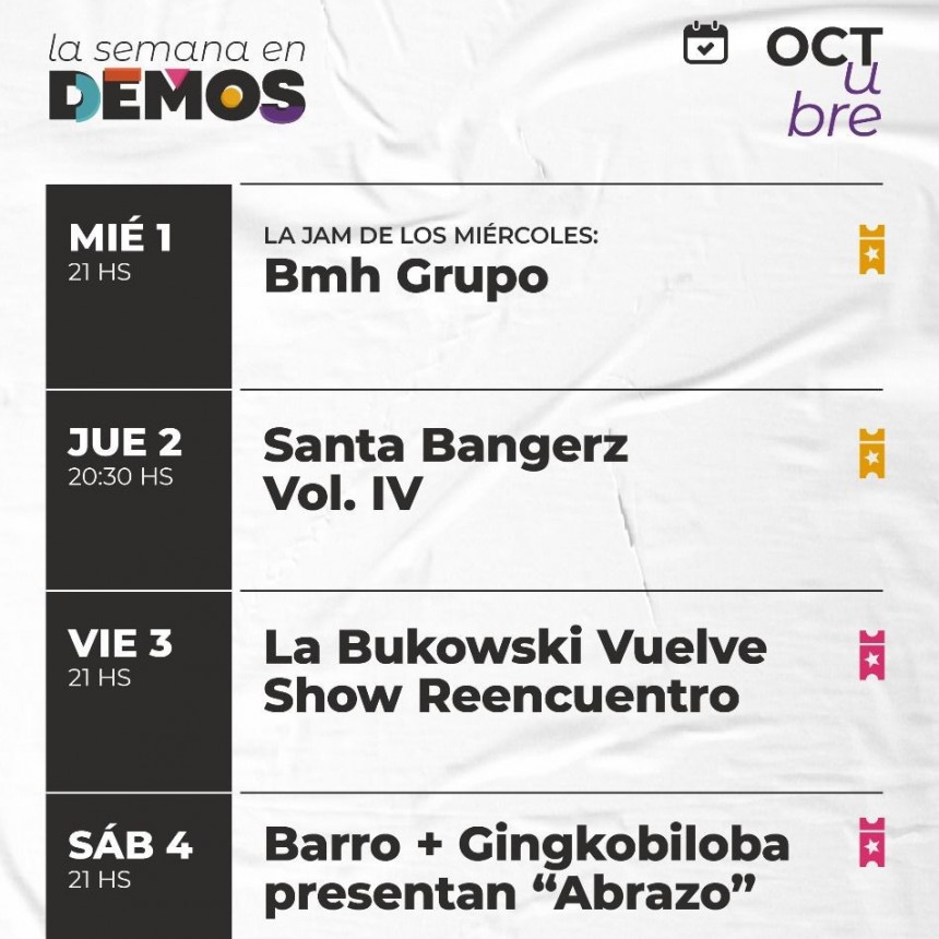 La semana de DEMOS del 1 al 4 de octubre