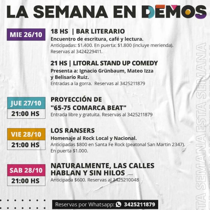 DEMOS: semana del 26 al 28/10