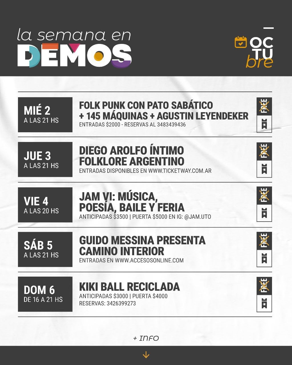 Programación de Demos del 02/10 al 06/10