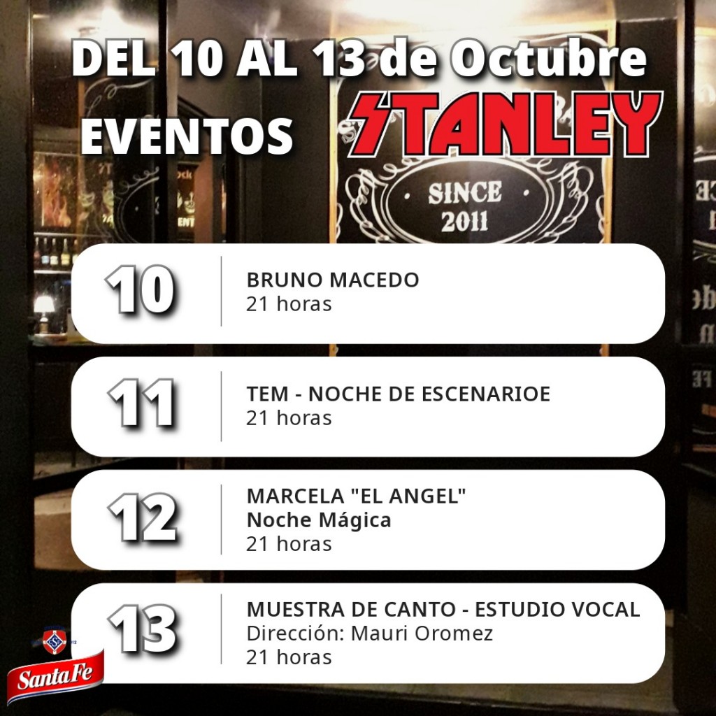 Programación de STANLEY del 10/10 al 13/10