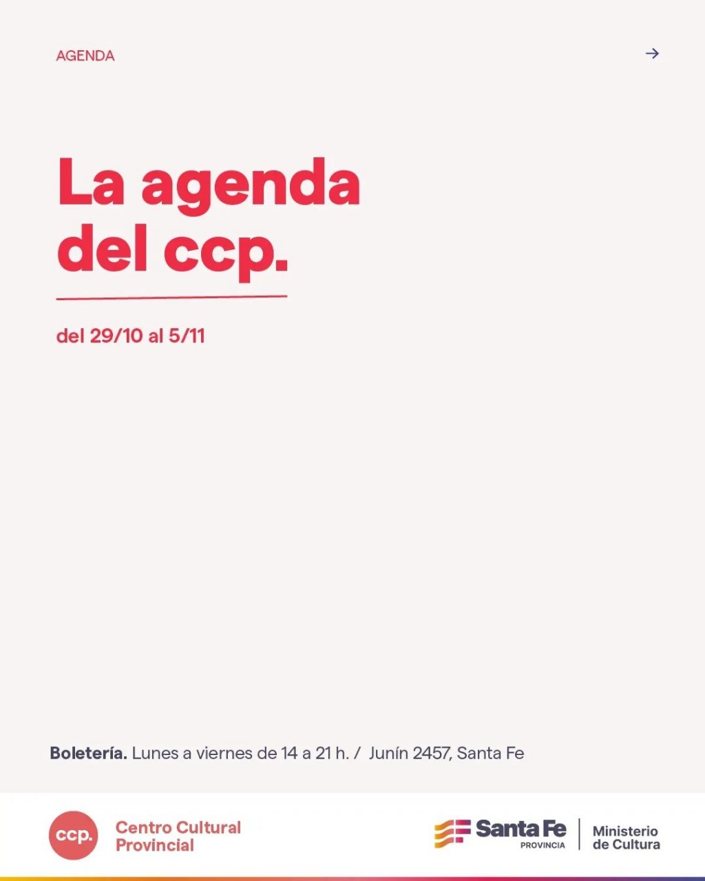 Programación del CCP del  28/10 al 5/11