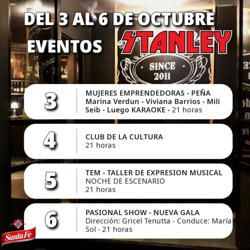 Programaci&oacute;n de STANLEY  del  03/10 al 06/10