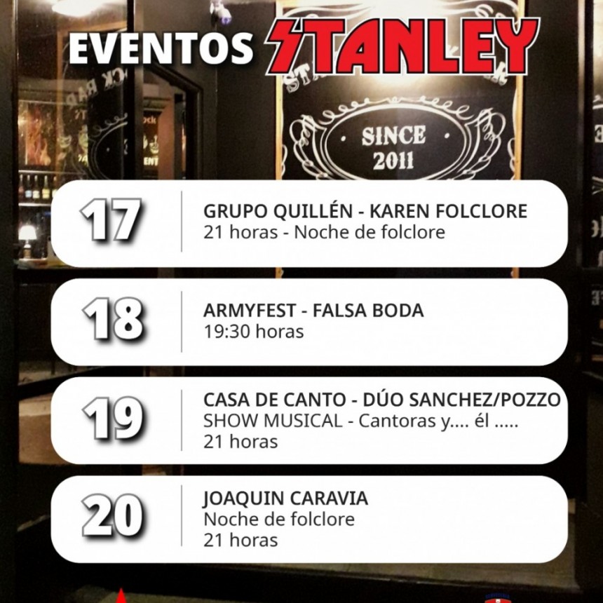 Programaci&oacute;n de Stanley Bar del 17/10 al 20/10