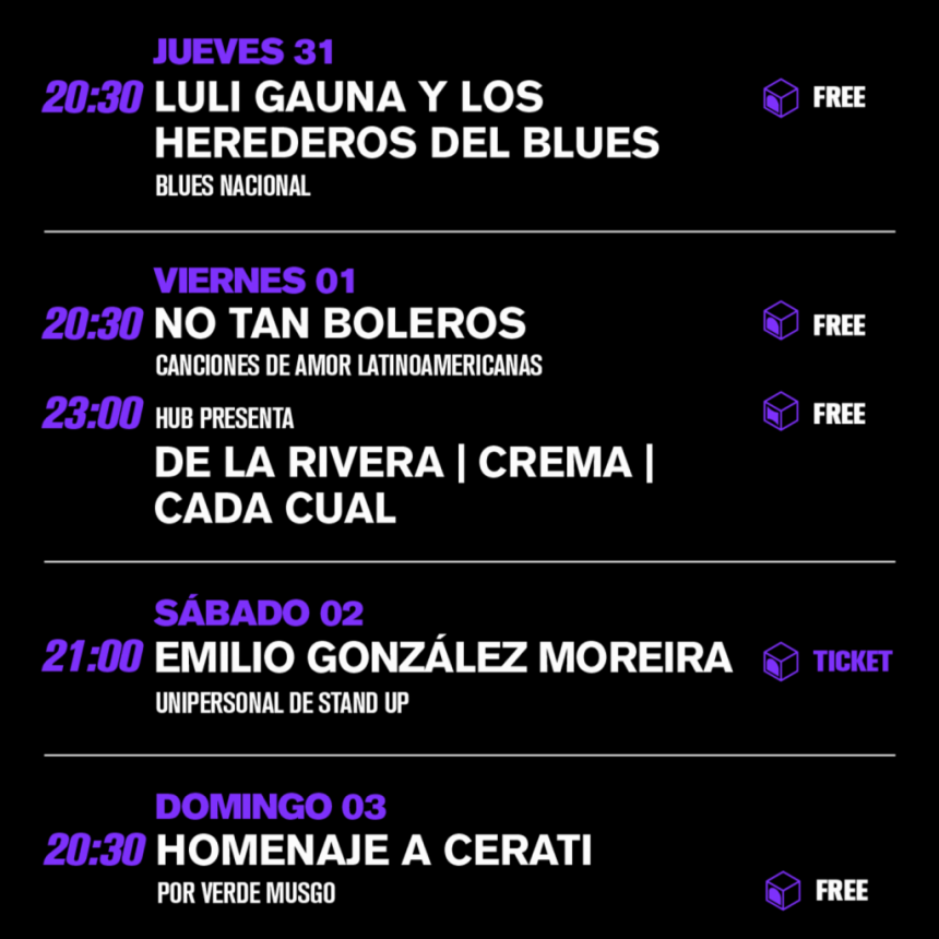 Programación de HUB del  31/10 al 3/11