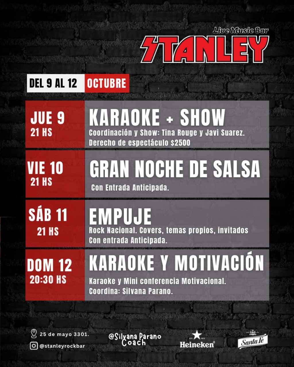 Programación de Stanley para este semana.