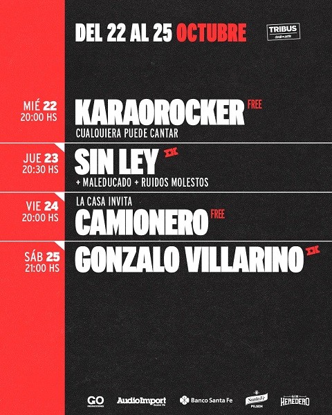 AGENDA SEMANAL TRIBUS CLUB DE ARTE:  MIÉRCOLES 22 A SÁBADO 25 DE OCTUBRE