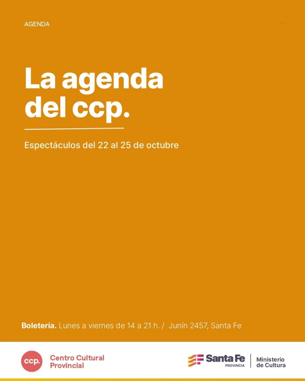 Agenda de espectáculos | 22 al 25 de octubre del CCP