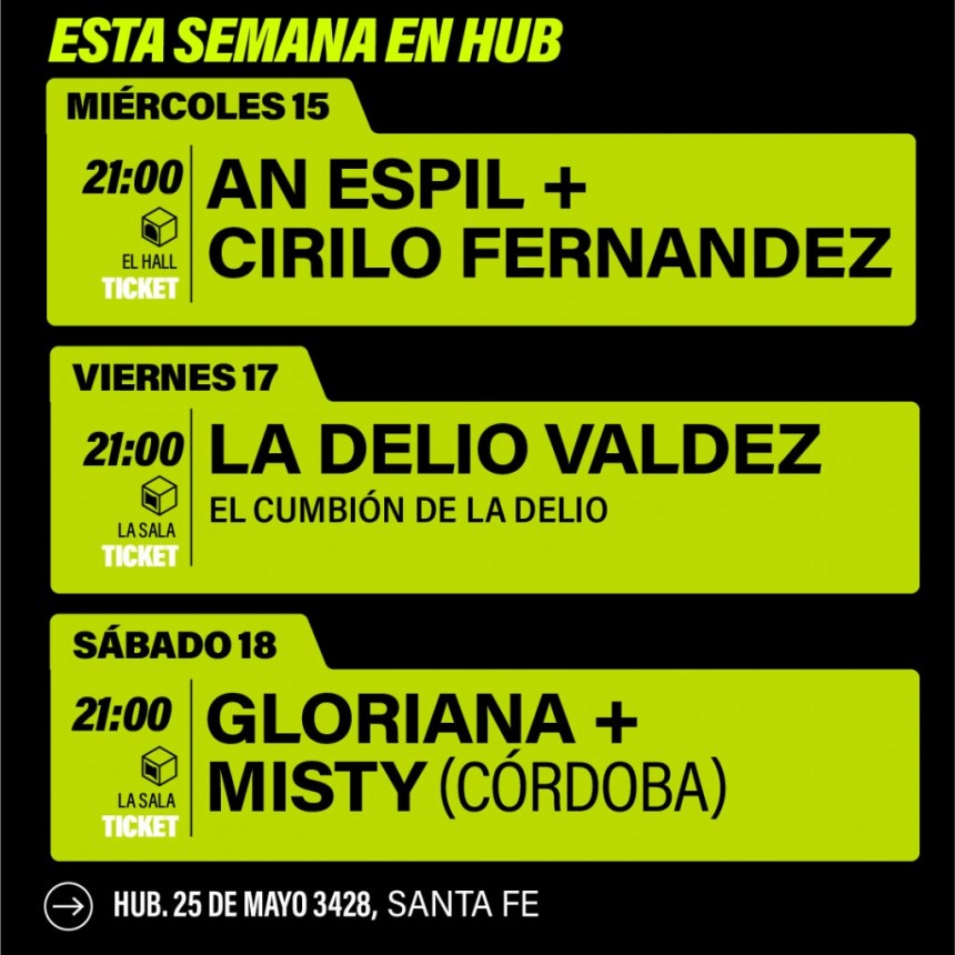 AGENDA SEMANAL HUB:   MIÉRCOLES 15 A SÁBADO 18 DE OCTUBRE 