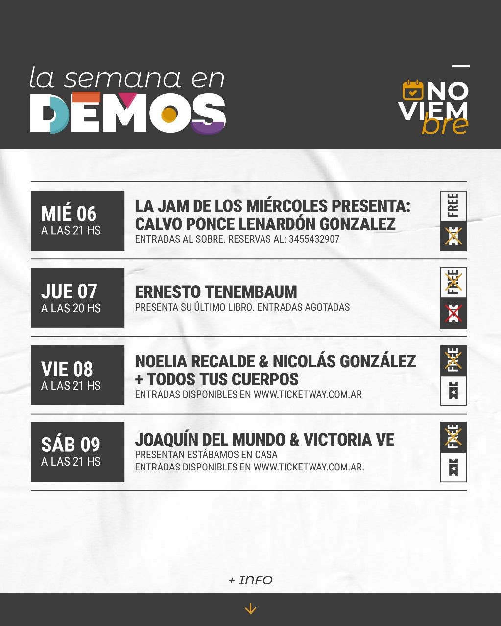 Programación de Demos del 6/11 al 9/11