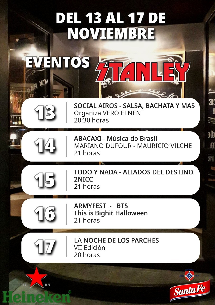 Programación de Stanley Bar del 13/11 al 17/11