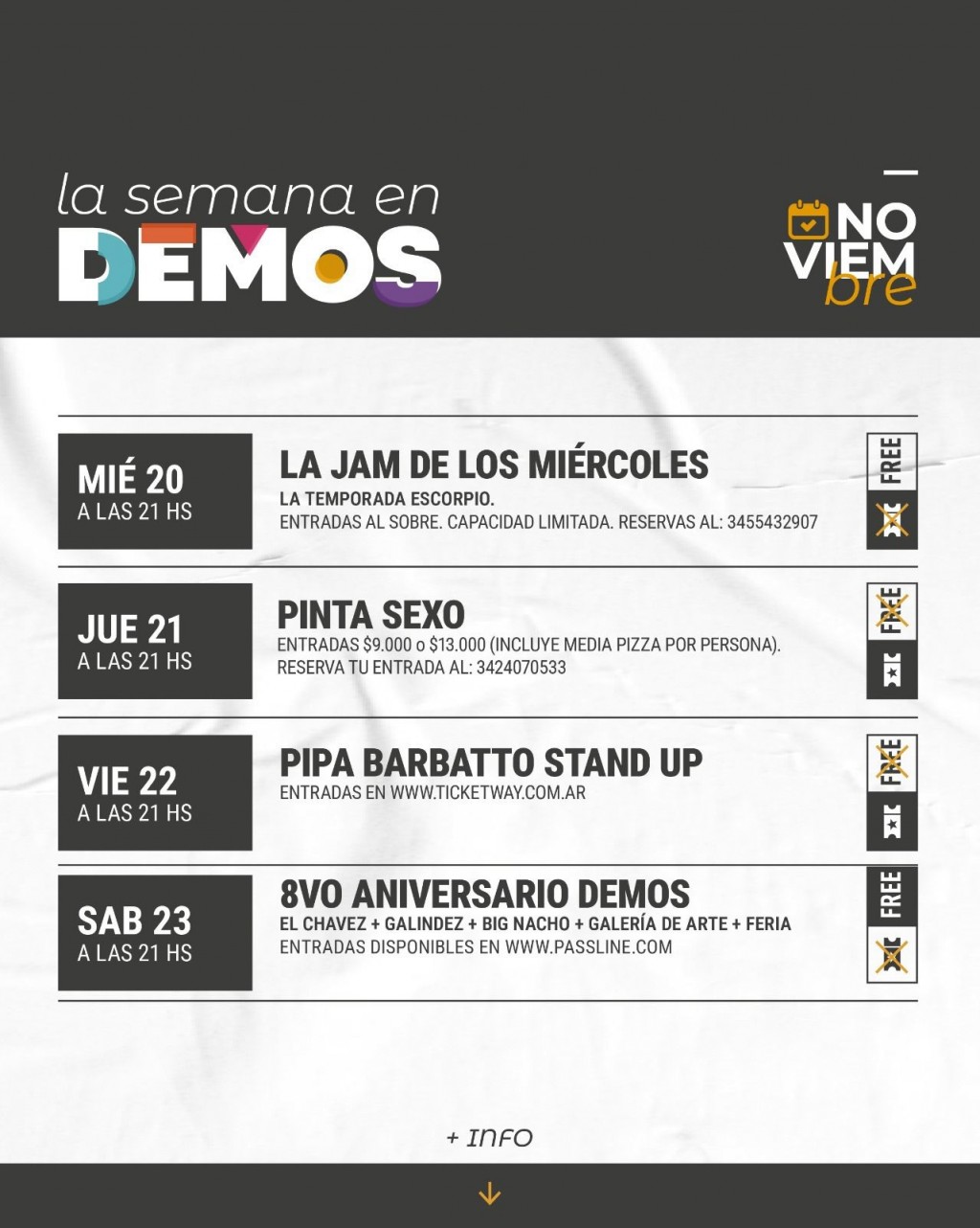 Programación de DEMOS del 20/11 al 23/11