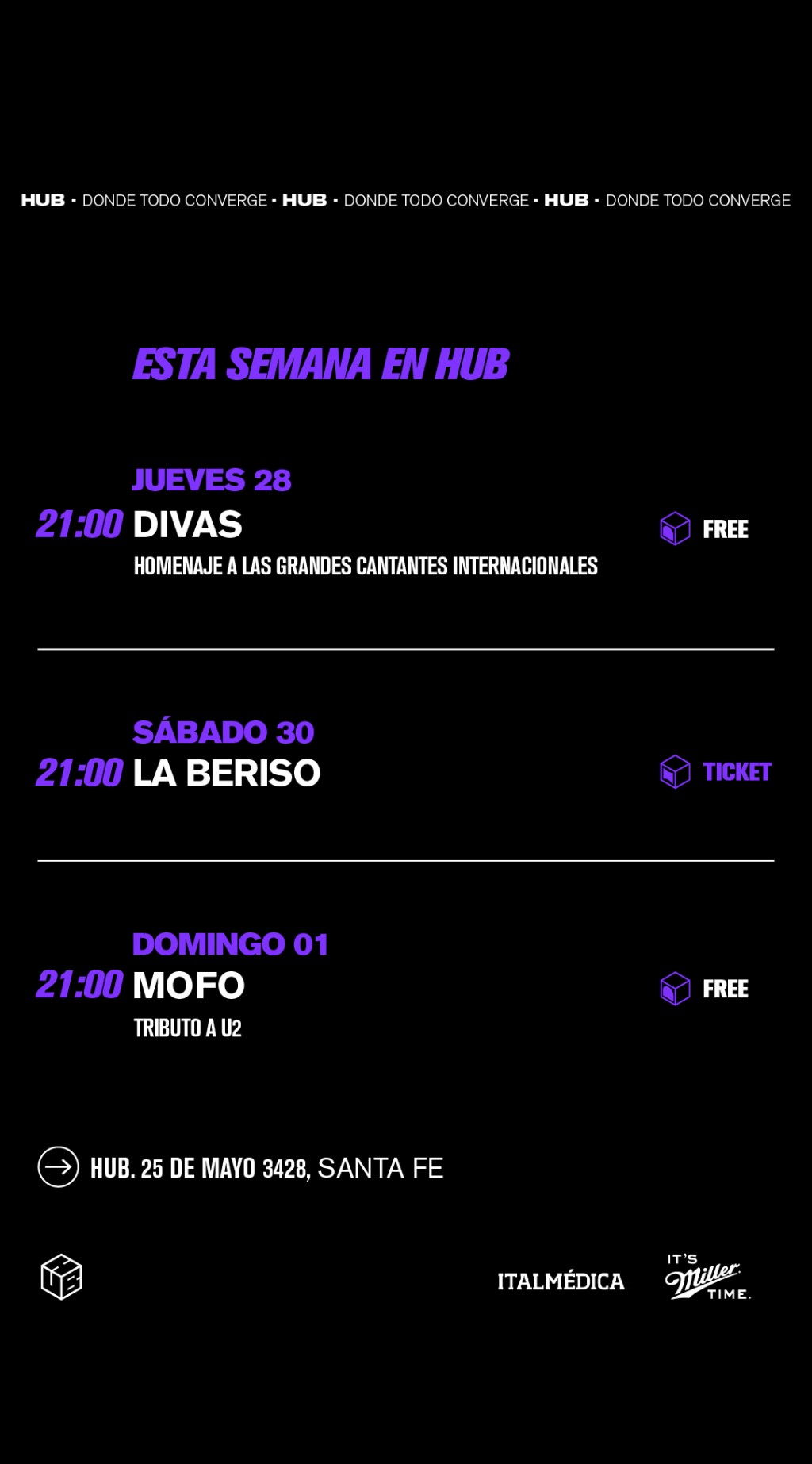 Programación de HUB del  28/11 al 1/12