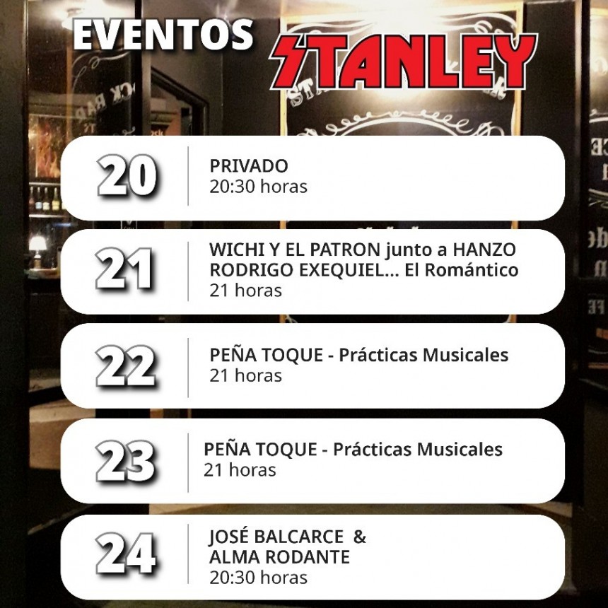 Programaci&oacute;n de Stanley Bar del 20/11 al 24/11