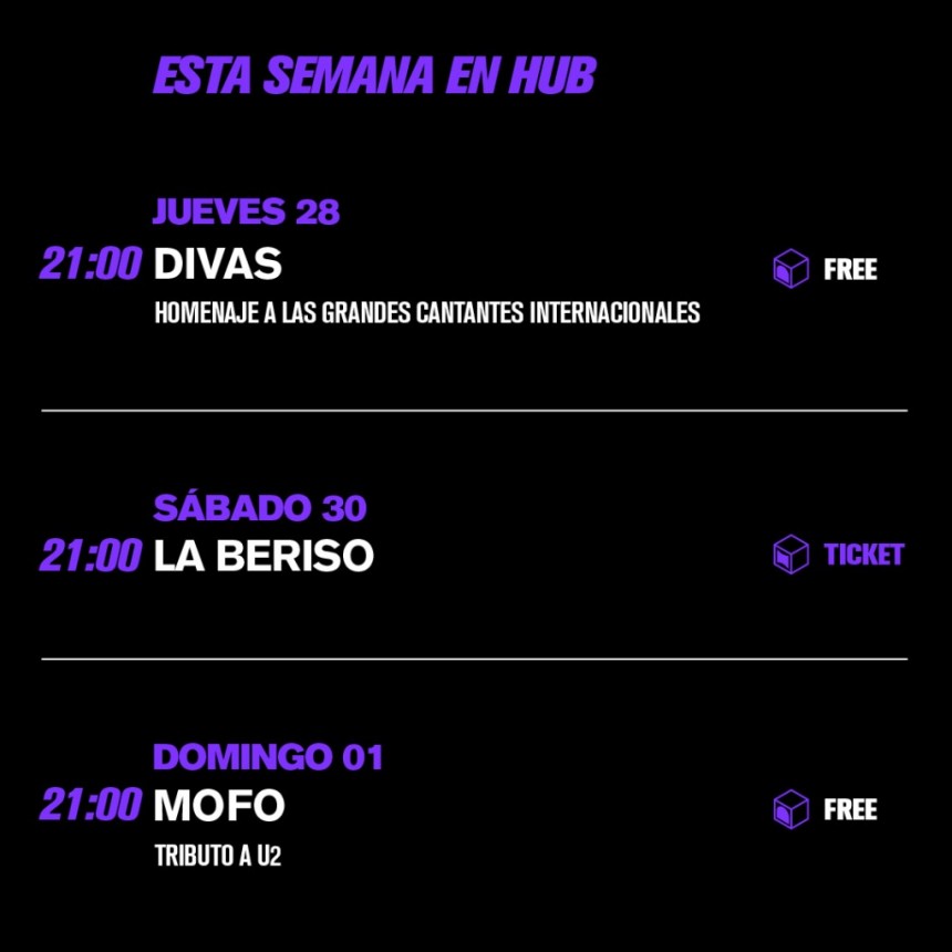 Programaci&oacute;n de HUB del  28/11 al 1/12