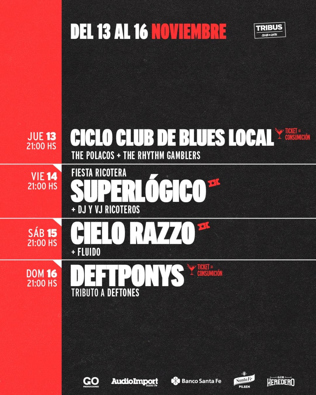 AGENDA SEMANAL TRIBUS CLUB DE ARTE:  JUEVES 13 A DOMINGO 16 DE NOVIEMBRE