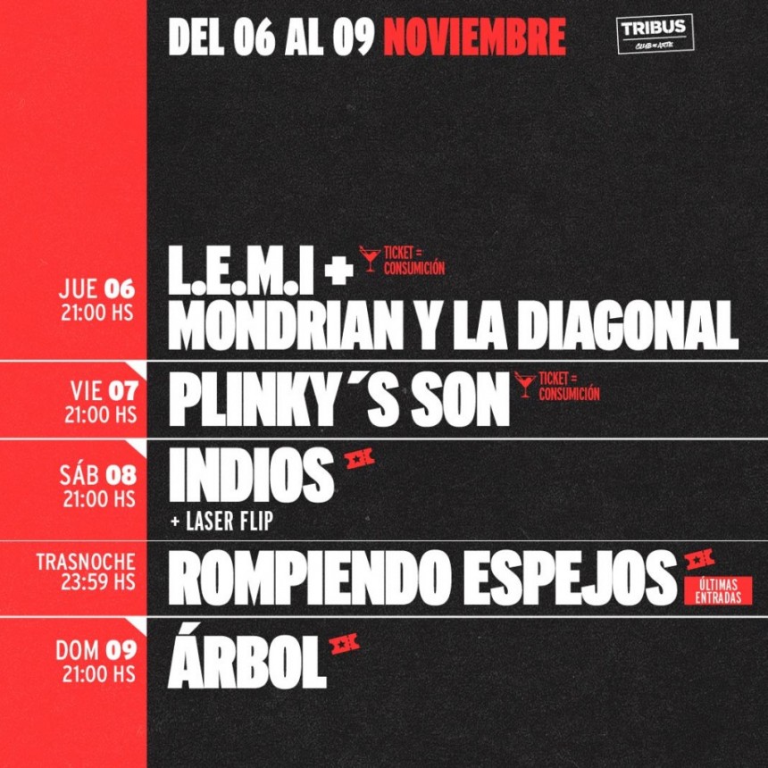 AGENDA SEMANAL TRIBUS CLUB DE ARTE del 6/11 al 9/11