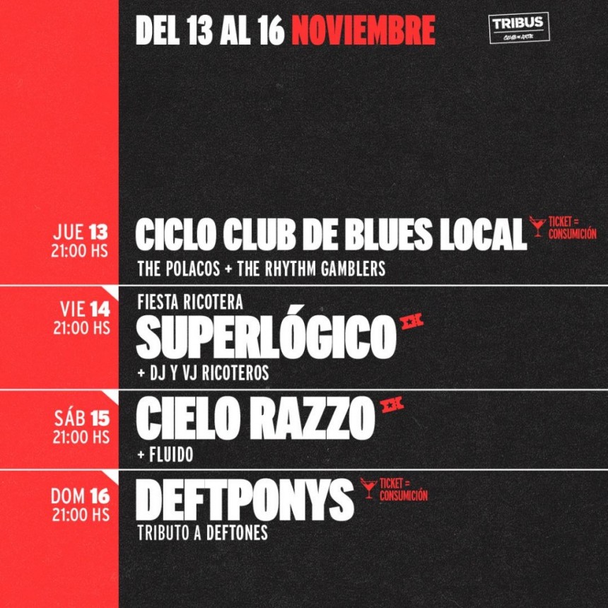 AGENDA SEMANAL TRIBUS CLUB DE ARTE:  JUEVES 13 A DOMINGO 16 DE NOVIEMBRE