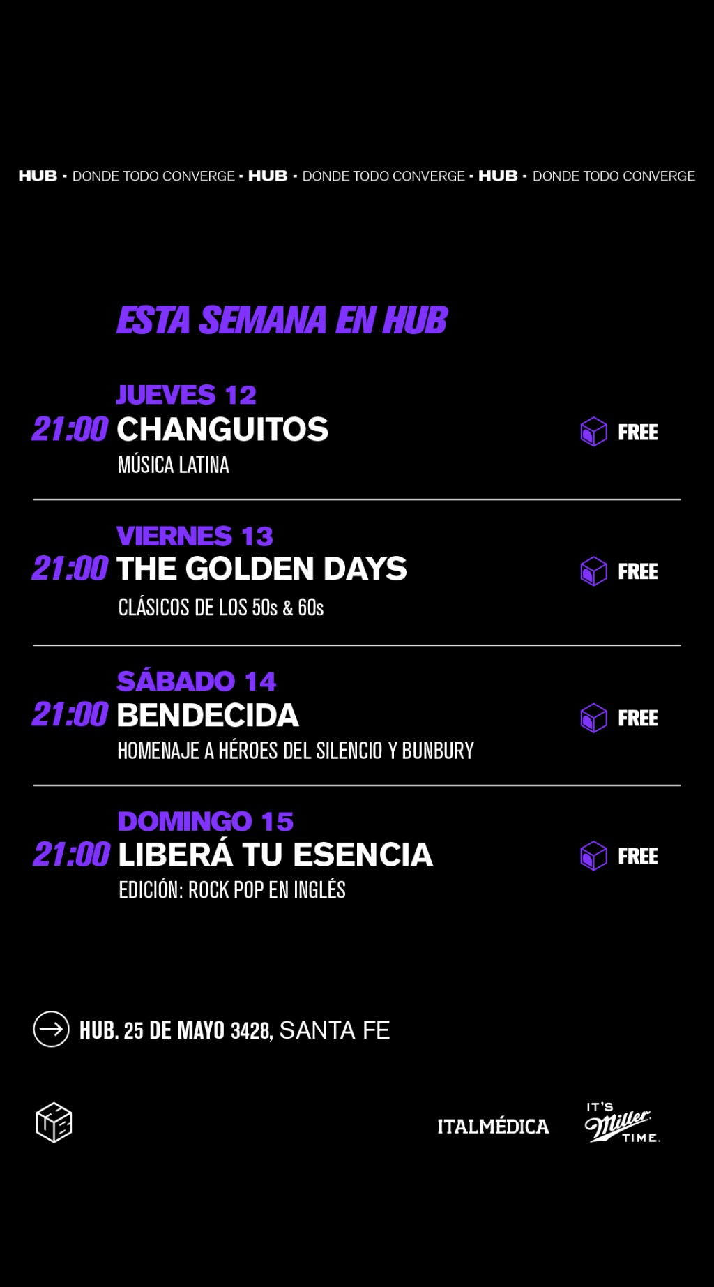 Programación de HUB del  12/12 al 15/12