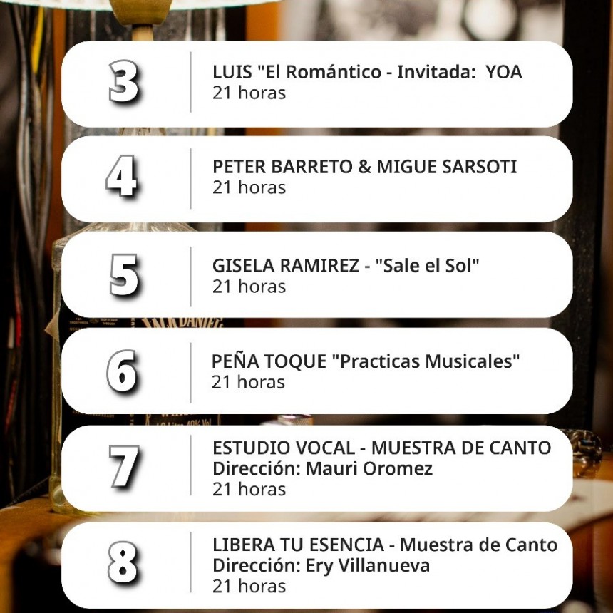 Programaci&oacute;n de Stanley Bar del 2/12 al 8/12
