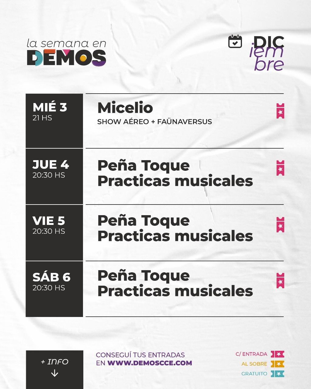 La semana de DEMOS del 3/12 al 6/12