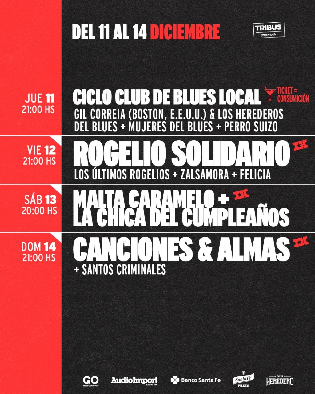 AGENDA SEMANAL TRIBUS CLUB DE ARTE:  JUEVES 11 A DOMINGO 14 DE DICIEMBRE