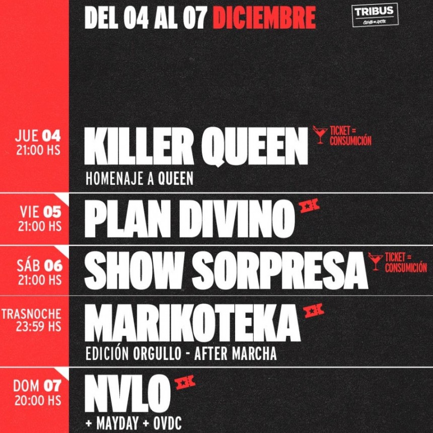 AGENDA SEMANAL TRIBUS CLUB DE ARTE:  4/12 al 7/12