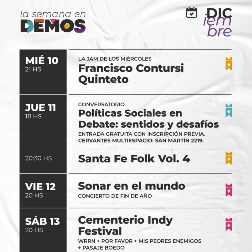 La semana en DEMOS del 10/12 al 13/12